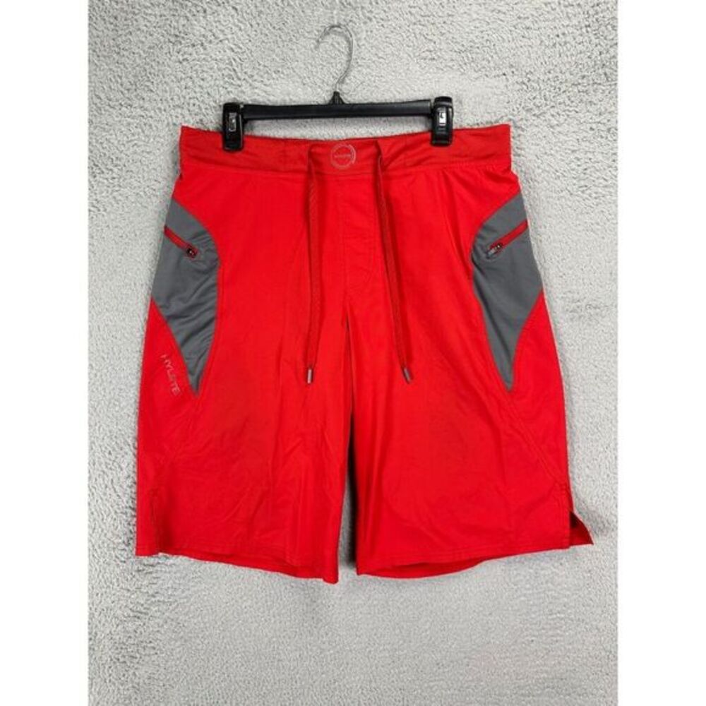 Hylete Shorts Mens Large Long Red Nylon Crossfit‎ Training Activewear Drawstring